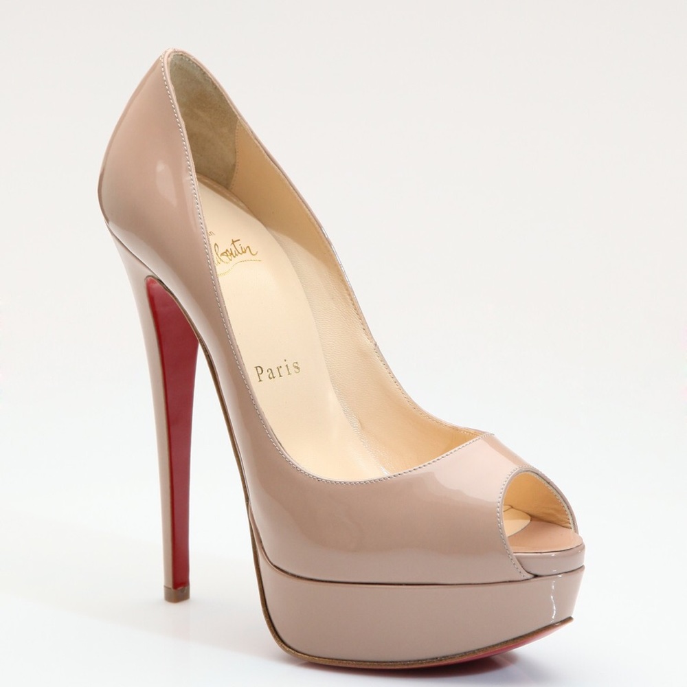 CHRISTIAN LOUBOUTIN NUDE PEEP TOE PUMPS